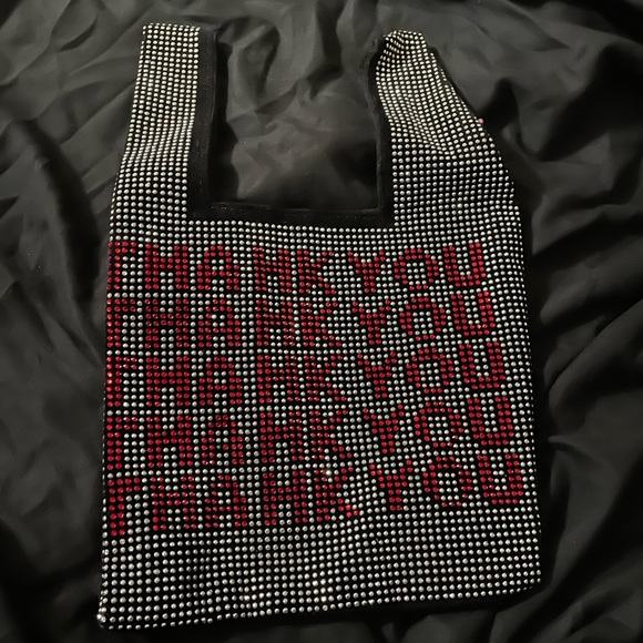 THANK YOU THANK YOU TOTE / GOLD THREAD ON BLACK TAFFETA